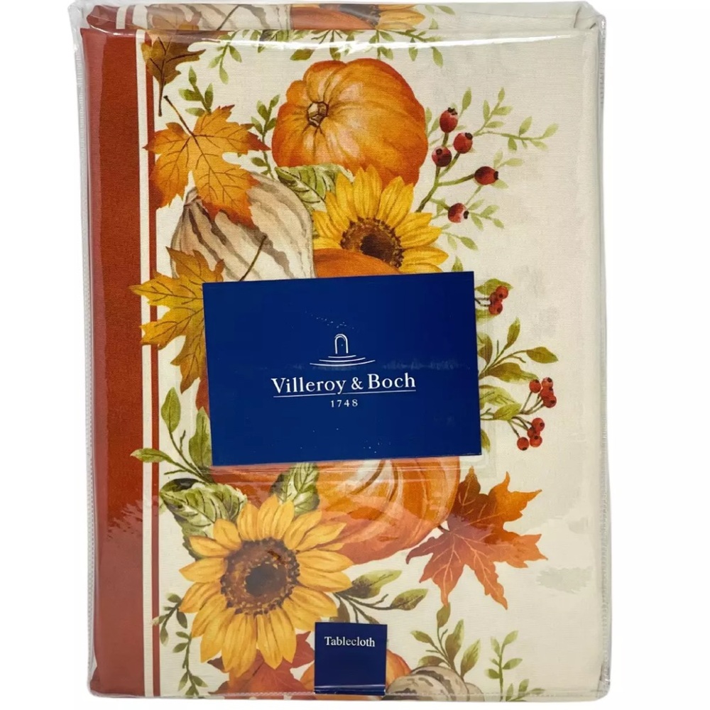 Villeroy & Boch 60" x 84" Fall Thanksgiving Pumpkin Splendor Designer Tablecloth